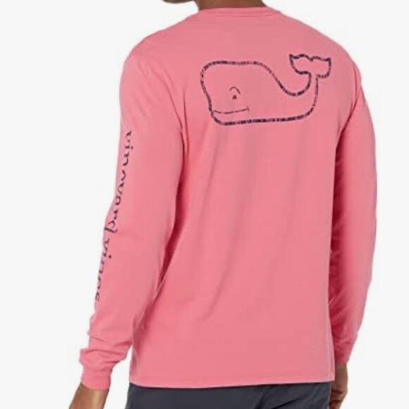 Vineyard vines Men's Long-Sleeve Vintage Whale Pocket Tee Sz Small Lobster Reef - Picture 1 of 15